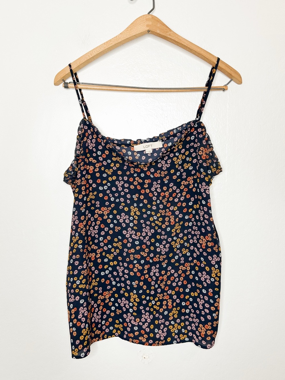 LOFT Navy Floral Spaghetti Strap Tank Top - Picture 2 of 6